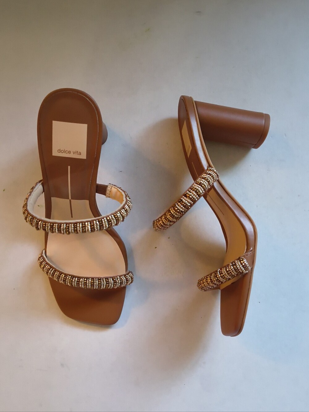 Dolce Vita Women's Nolah Beaded Block-Heel Dress Sandals Sz 8.5